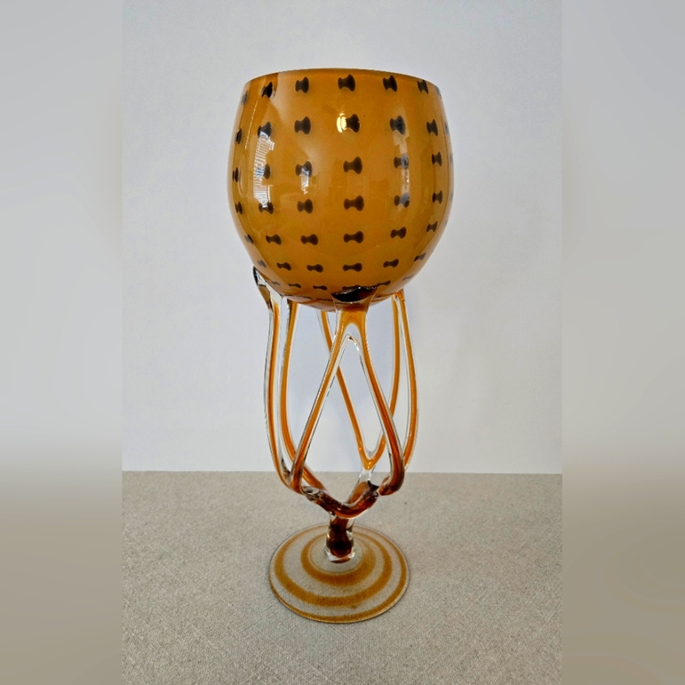 Vintage Jozefina Krosno Jellyfish Art Glass Handblown Bowl